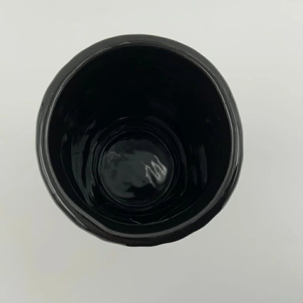 Black Glazed Open Mouth Tiki Tropical Island Tumbler Daiquiri Time Out Made USA - Picture 2 of 7